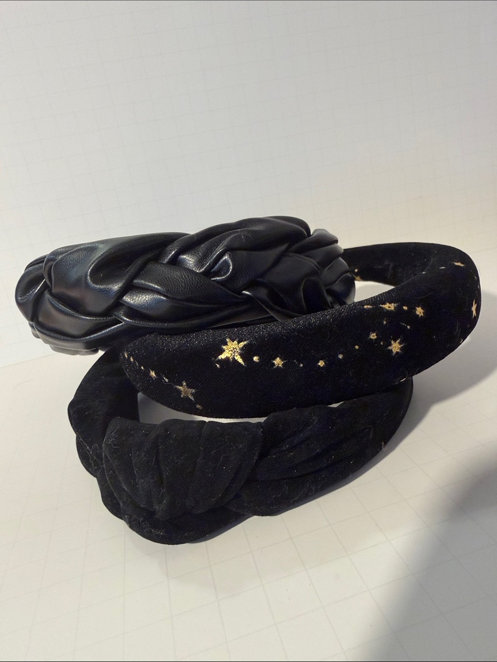 Black Velvet Celestial & Faux Leather Braided & Faux Suede Knot Headbands - 3
